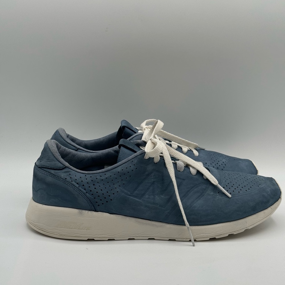 New Balance Slate Blue Suede Sneakers with Off-White Laces